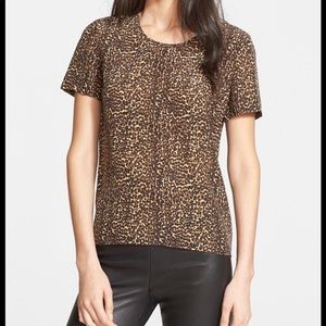 The Kooples Leopard Print Silk Tee